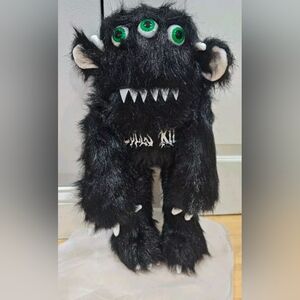 Dolls Kill Merch Rare Collectable 3 Eyed Black Furry Monster Plushie New w/o tag